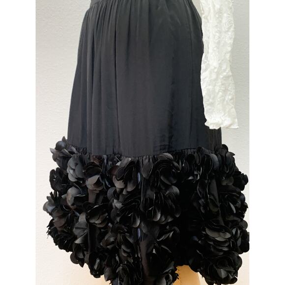 COS Cos.com BLACK Silk FLOWER Petals Hem Full Skirt S/M - Picture 2 of 5